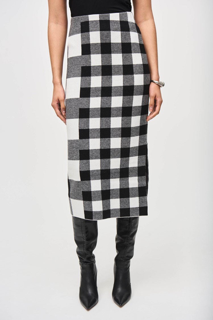 Joseph RIbkoff Plaid Jacquard Knit Skirt 243947