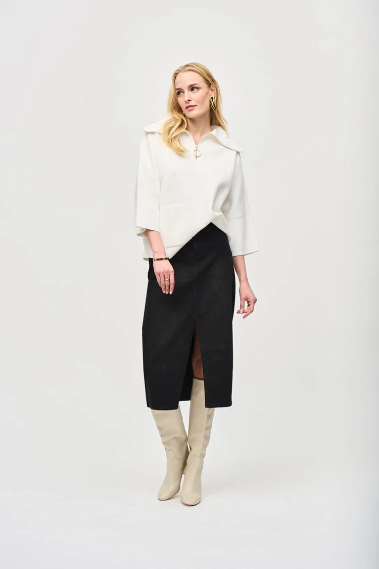 Joseph Ribkoff Jacquard Zipped Collar Sweater 243954