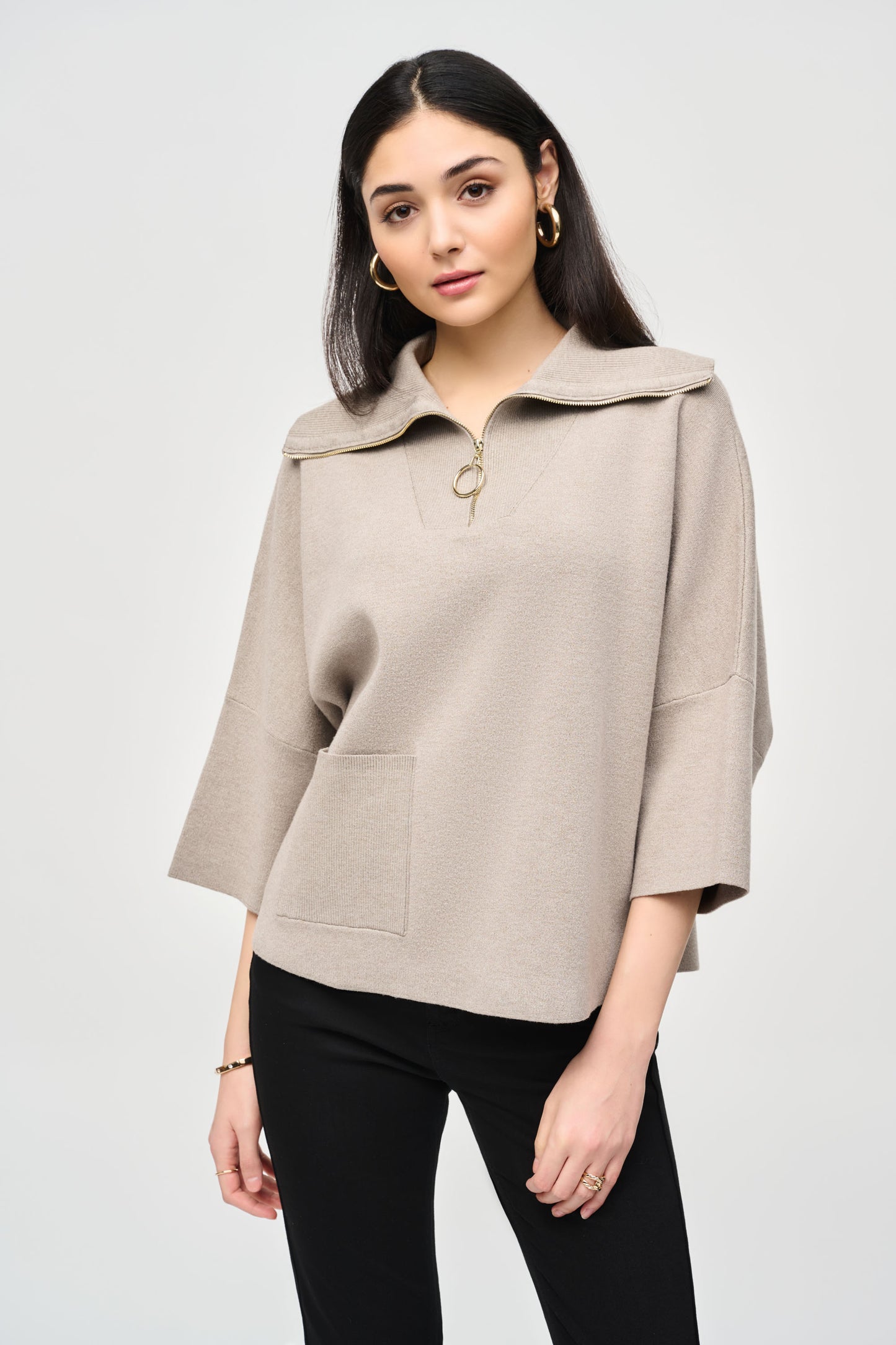 Joseph Ribkoff Jacquard Zipped Collar Sweater 243954