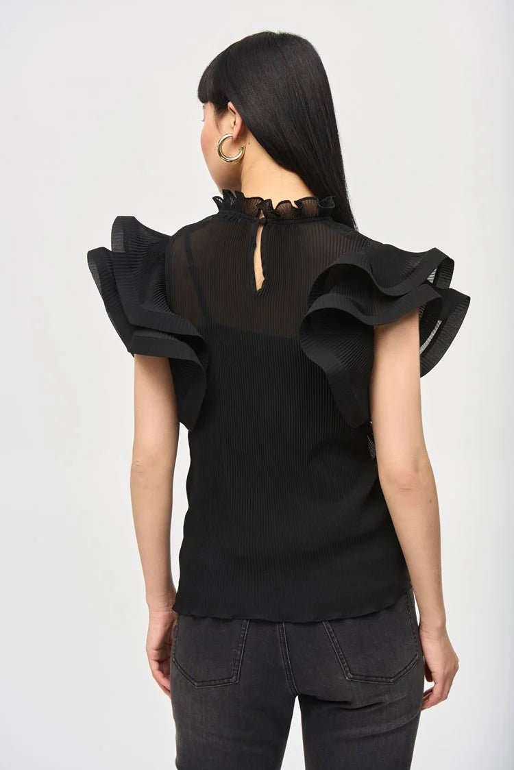 Joseph Ribkoff Pleated Top with Ruffle Sleeve 243957