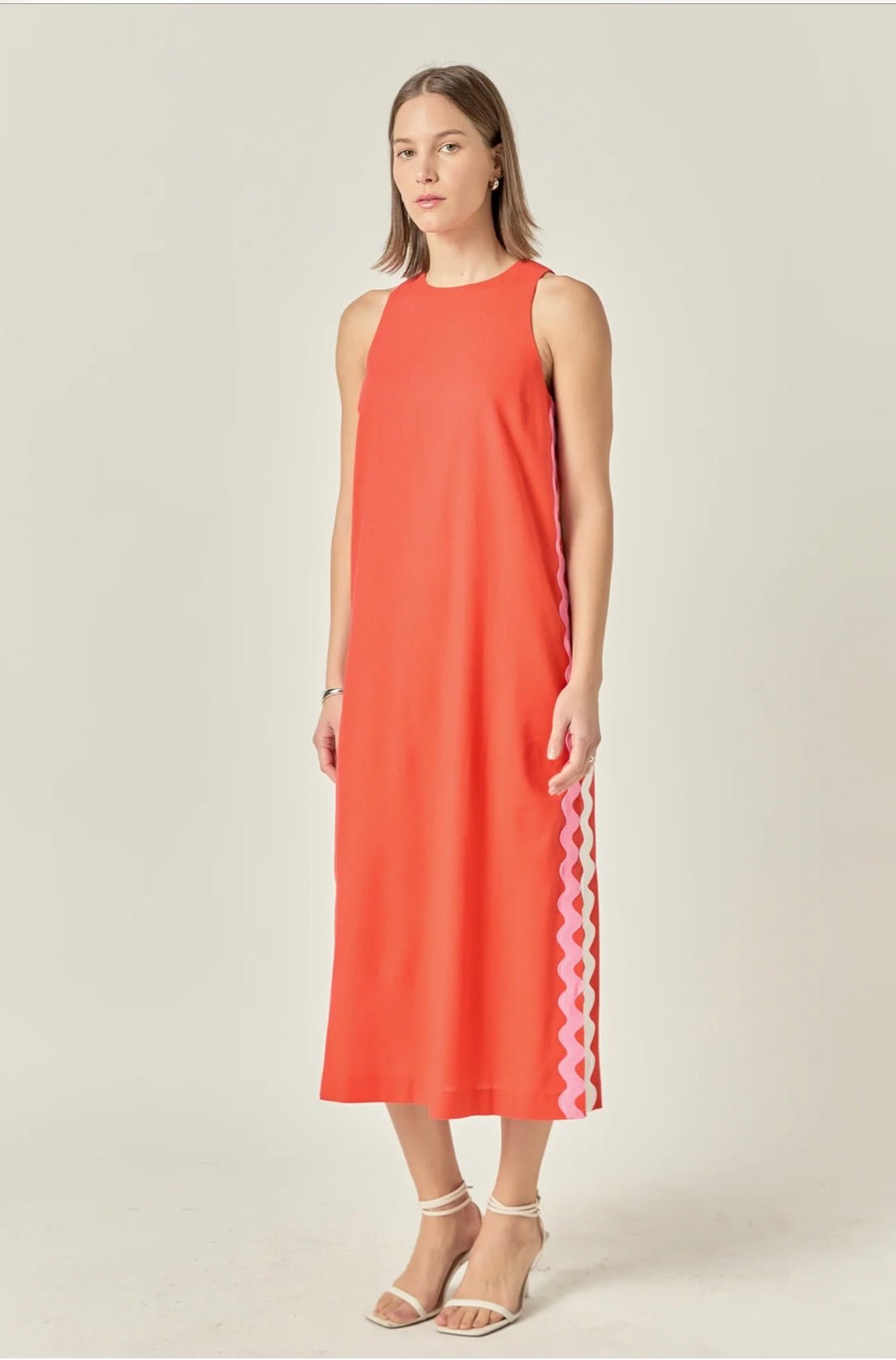 English Factory Sleeveless Ric Rac Midi Dress