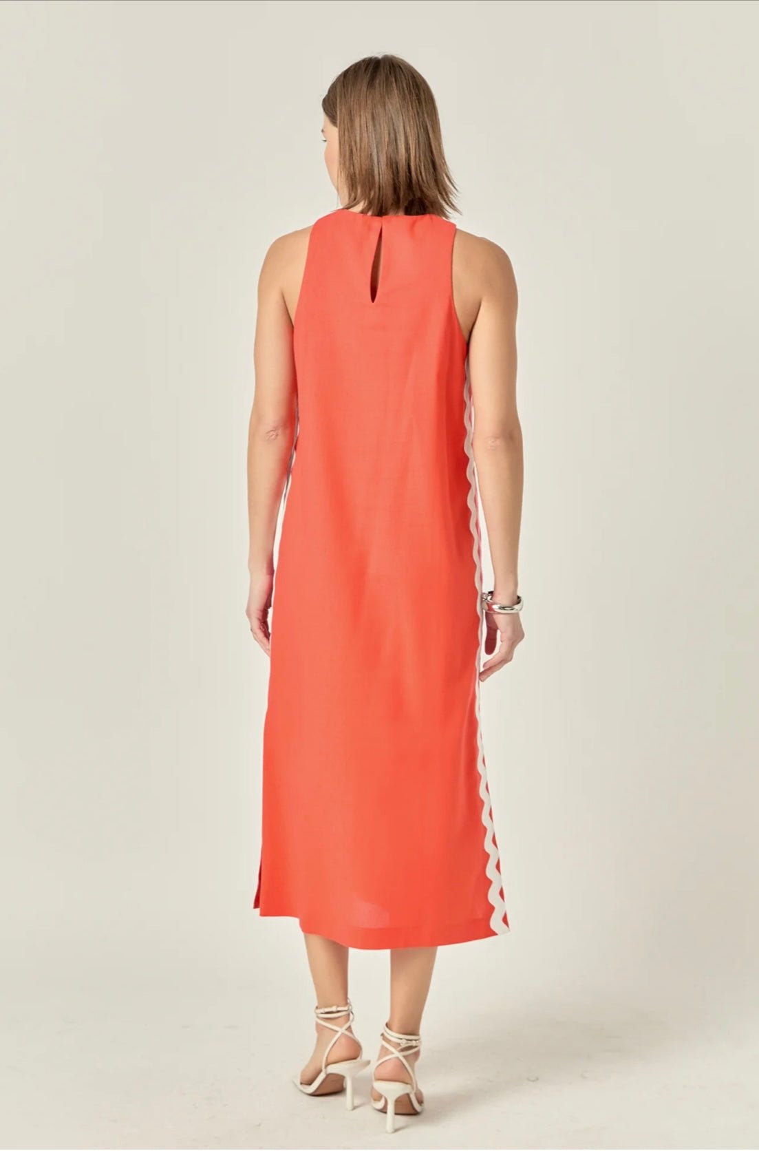 English Factory Sleeveless Ric Rac Midi Dress