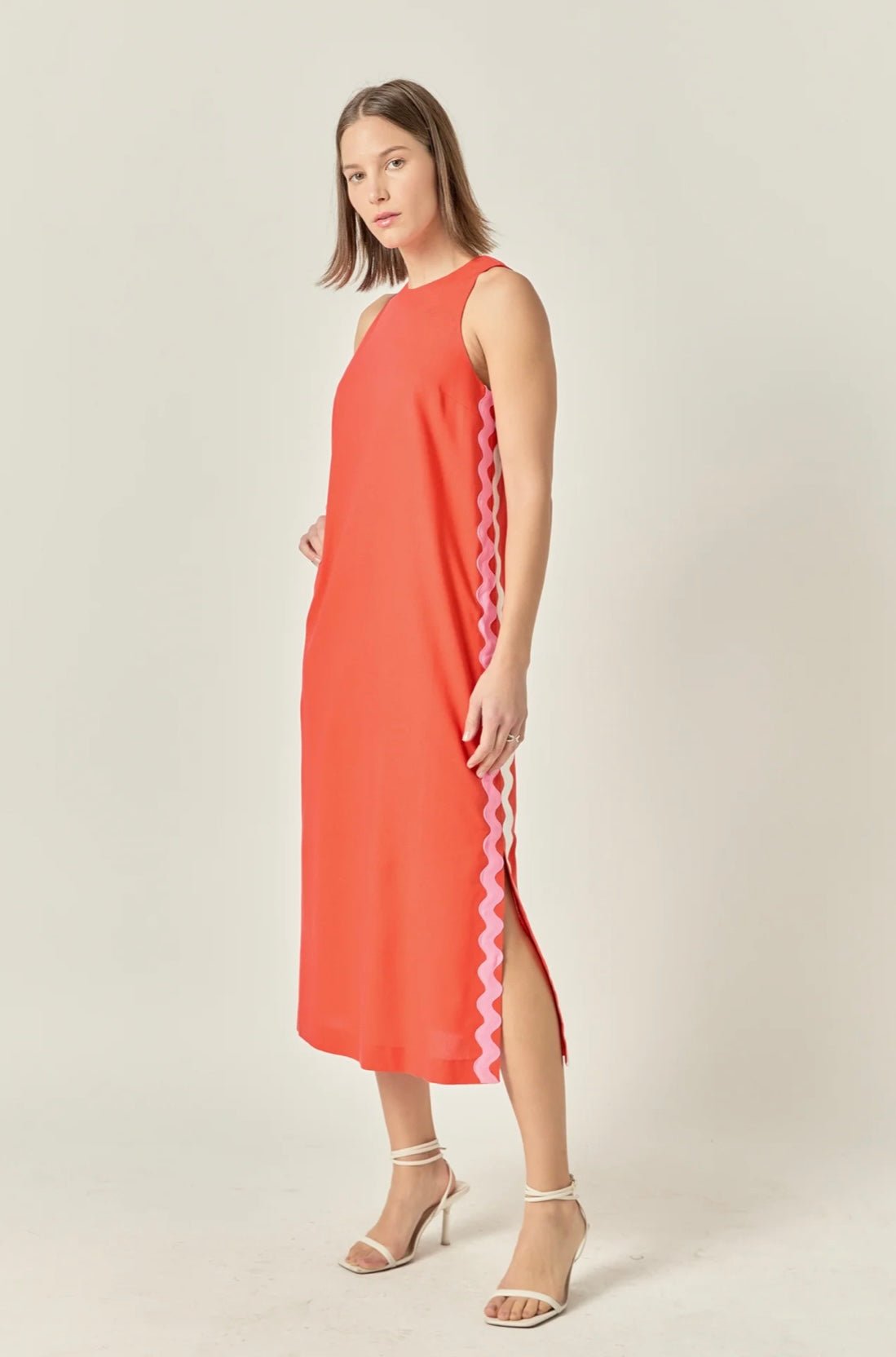 English Factory Sleeveless Ric Rac Midi Dress