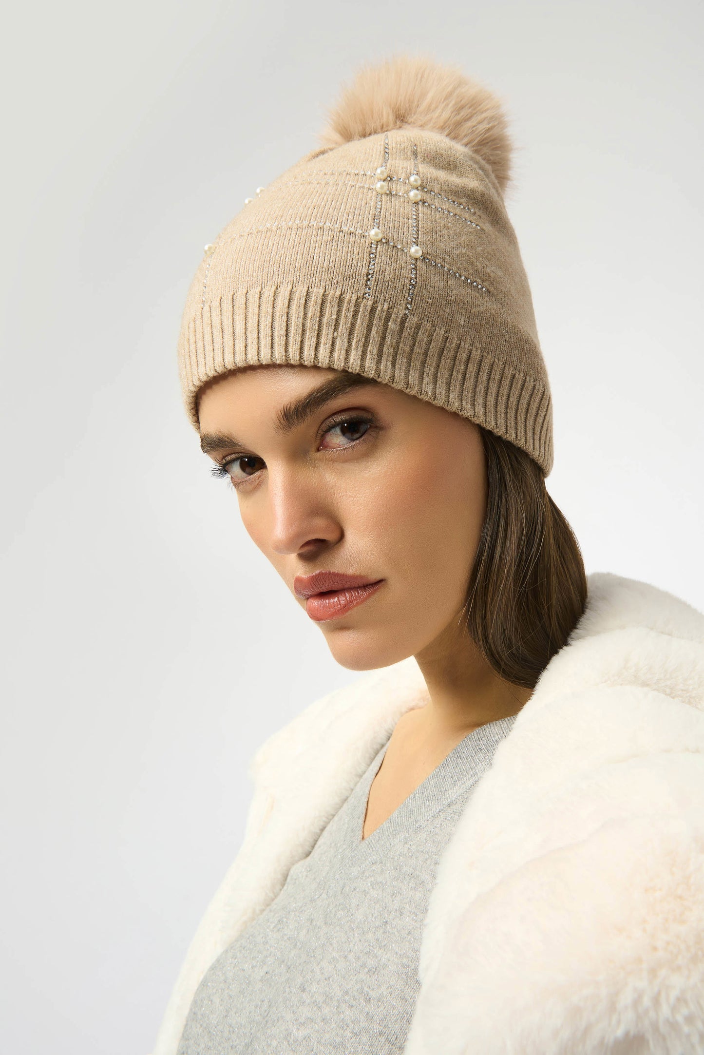Joseph Ribkoff Faux Fur Pompom Hat 253969