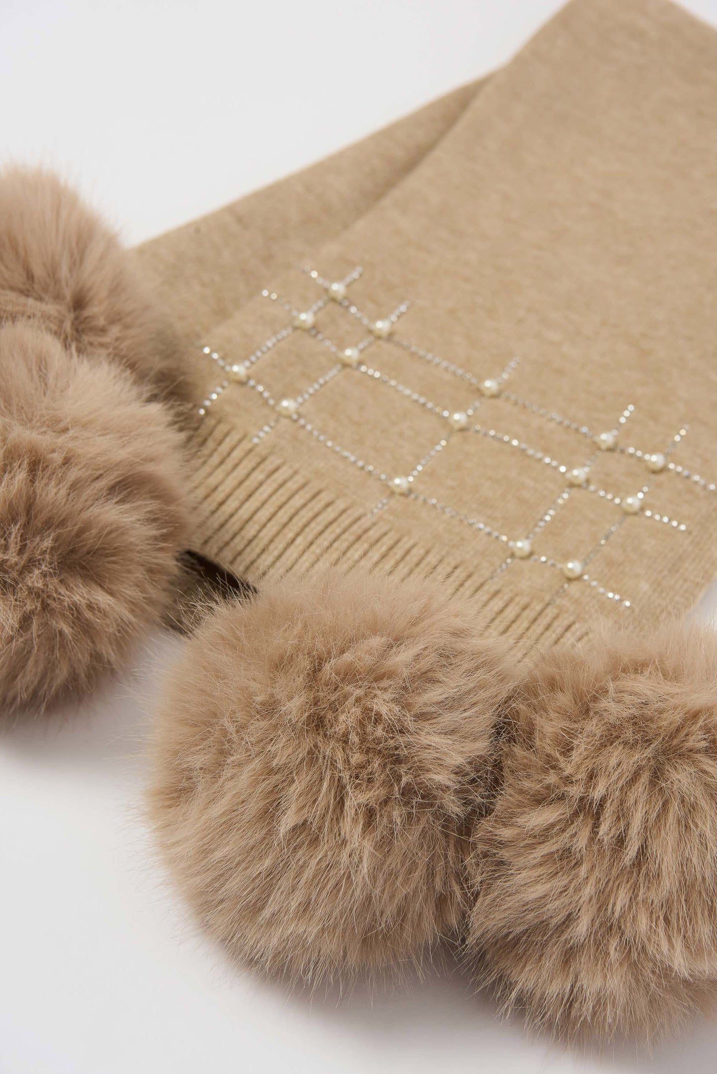 Joseph Ribkoff Knitted Faux Fur Pompom Scarf 253970