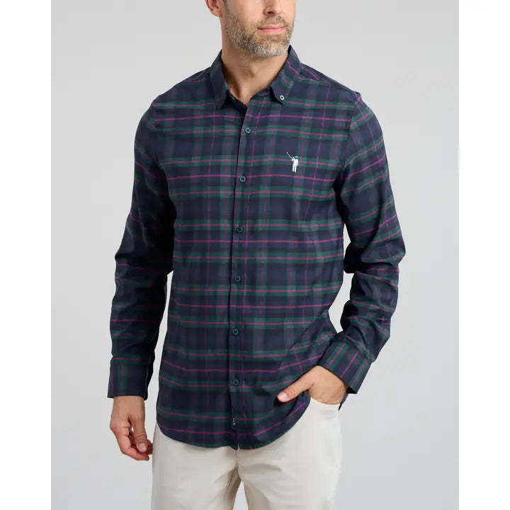 William Murray Dark Tartan LS Button Down