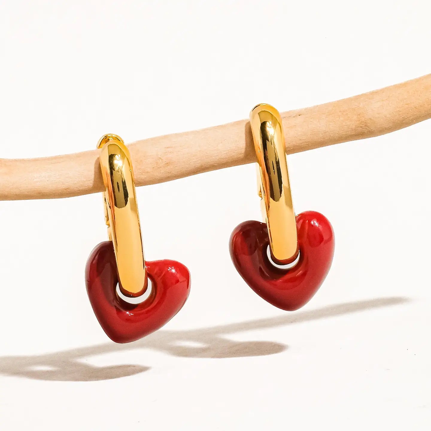 Flanerie Lilou Red Heart Chain Earrings