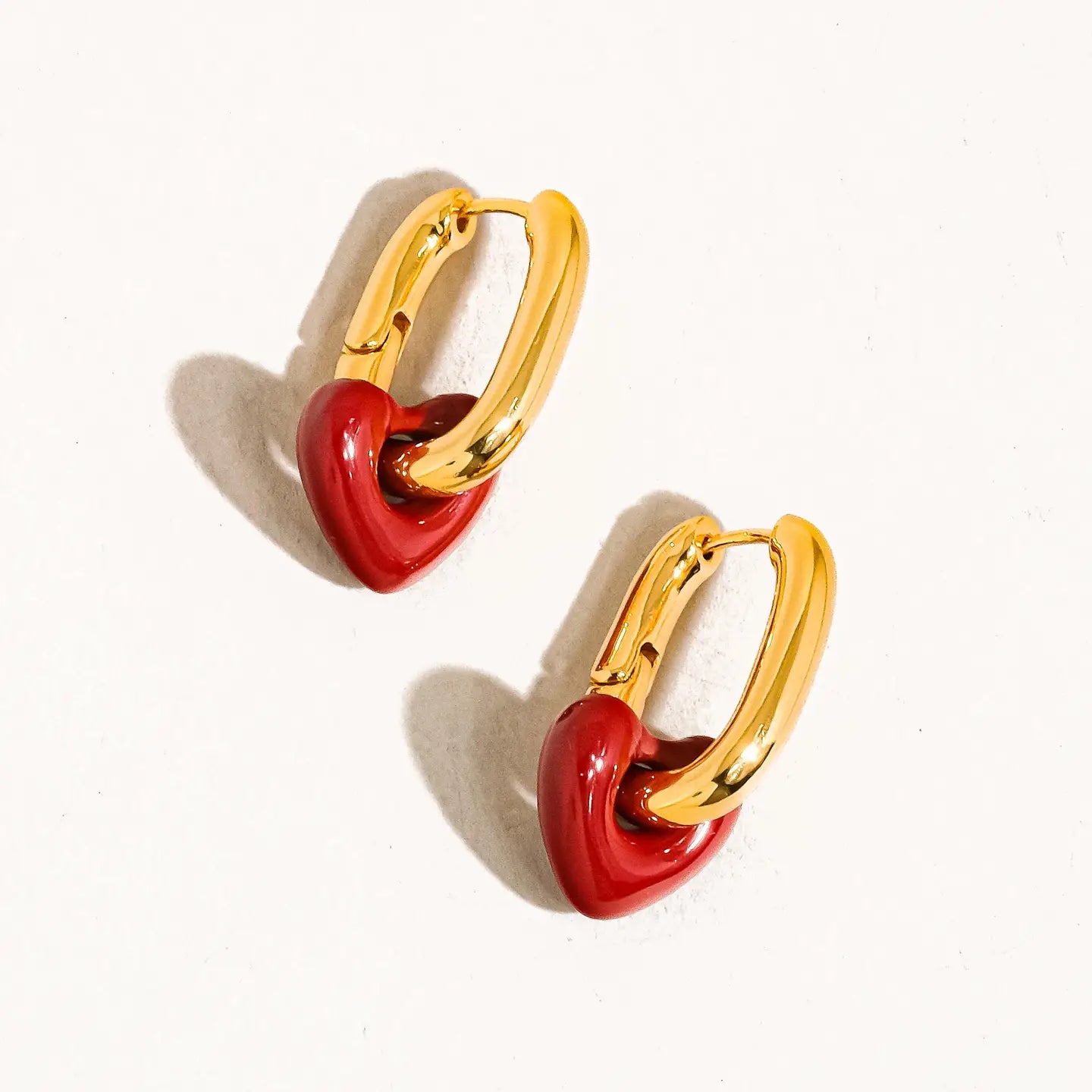 Flanerie Lilou Red Heart Chain Earrings