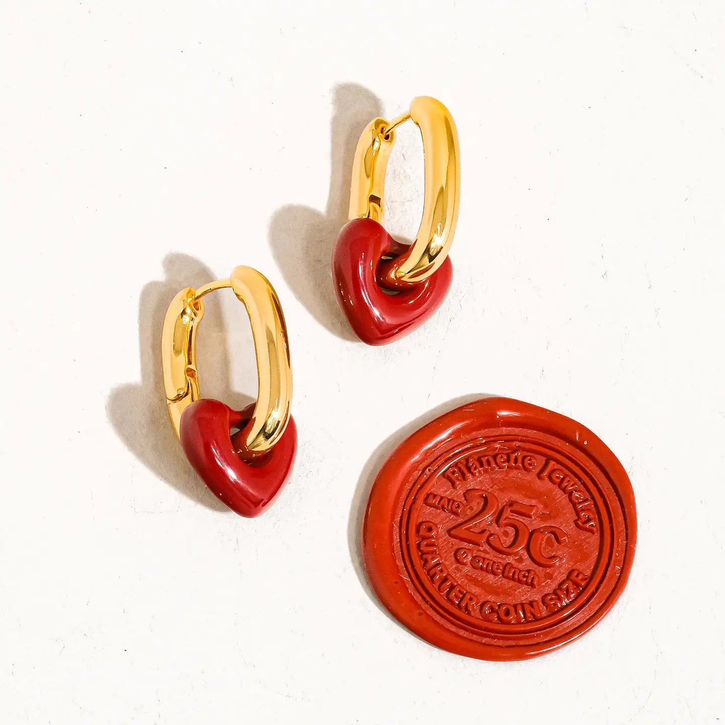 Flanerie Lilou Red Heart Chain Earrings