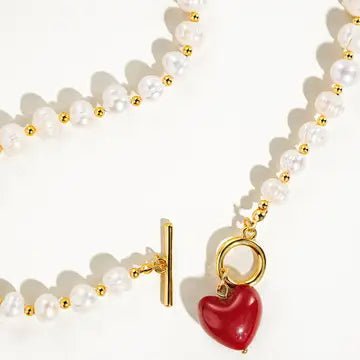 Flanerie Wren Natural Pearl Heart Necklace
