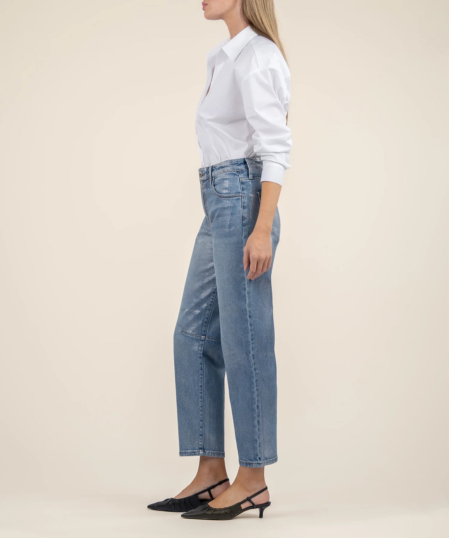 KUT Ashley Silver Foil High Rise Slouchy