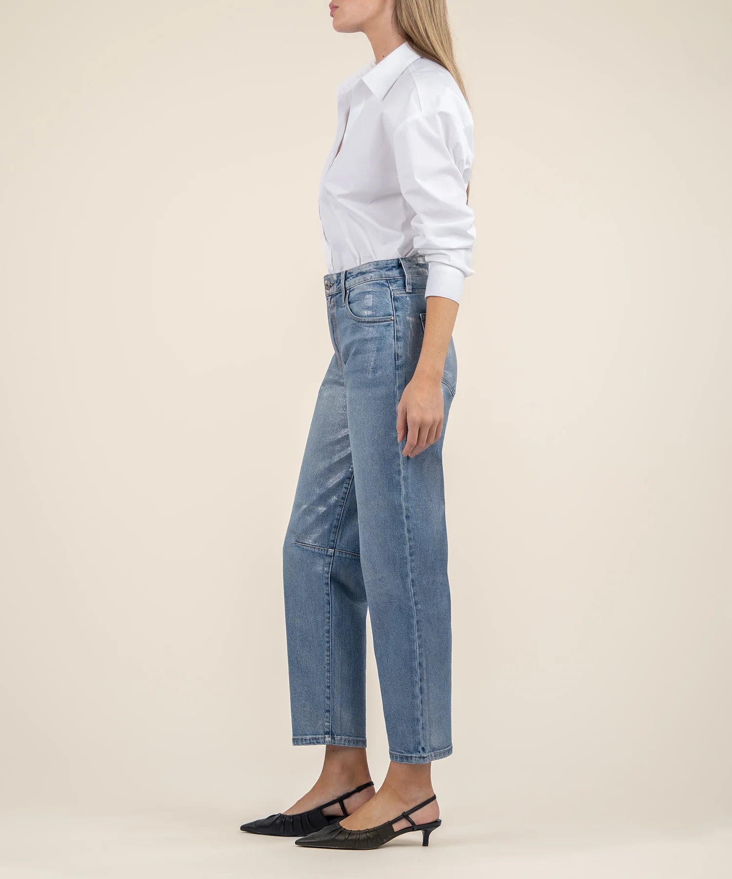KUT Ashley Silver Foil High Rise Slouchy