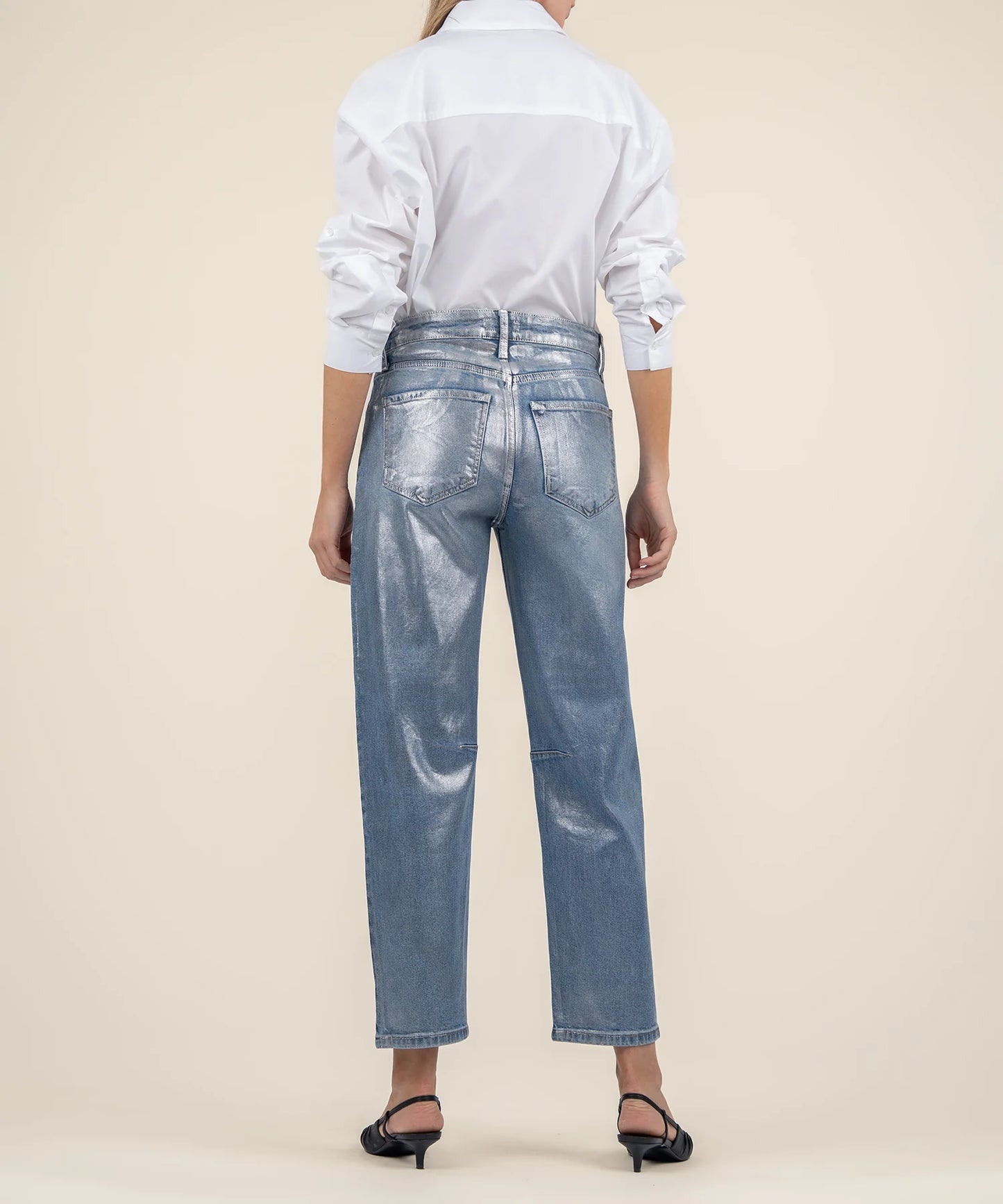 KUT Ashley Silver Foil High Rise Slouchy