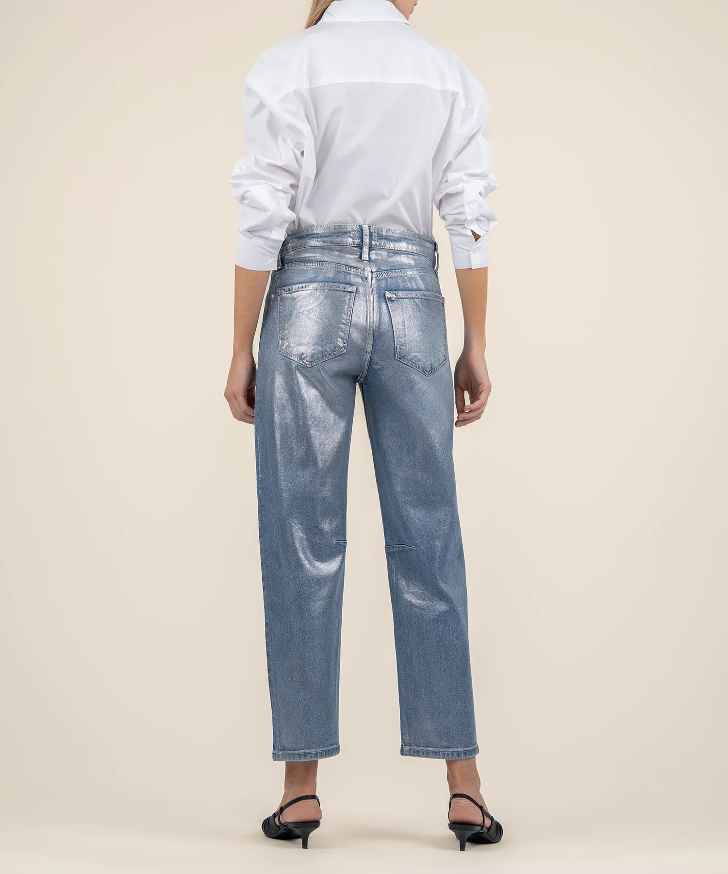 KUT Ashley Silver Foil High Rise Slouchy