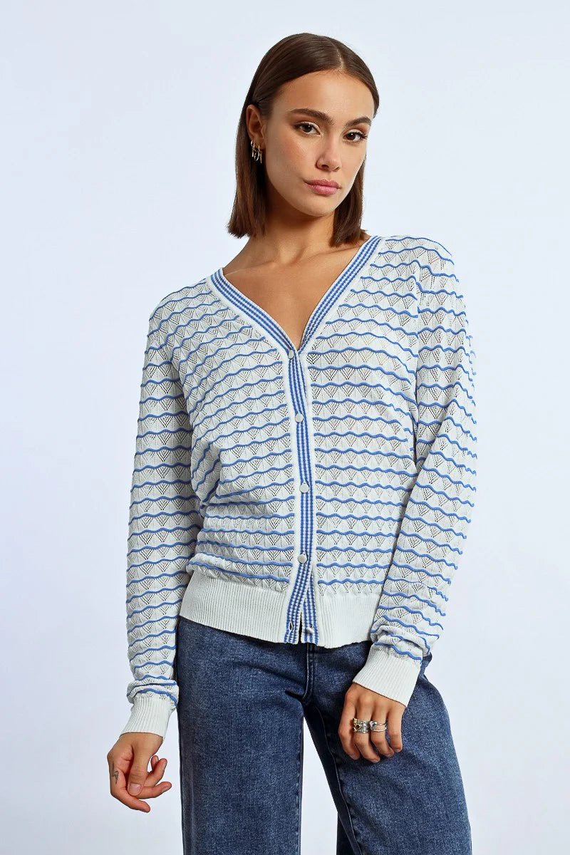 Molly Bracken White Striped Cardigan