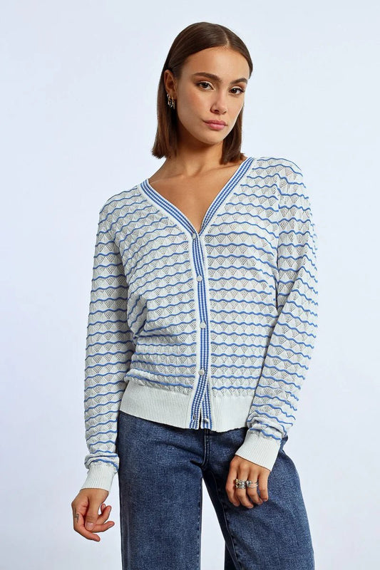 Molly Bracken White Striped Cardigan