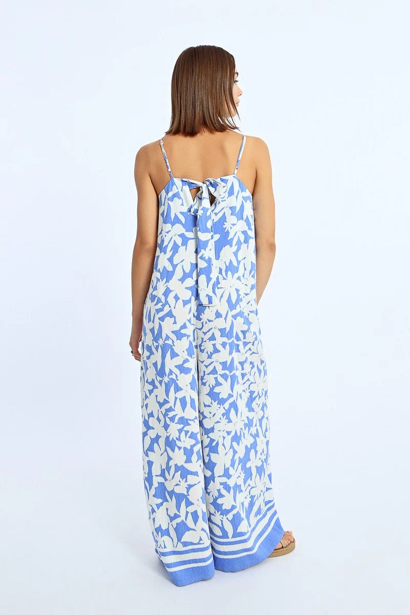 Molly Bracken Blue Holbox Strappy Jumpsuit