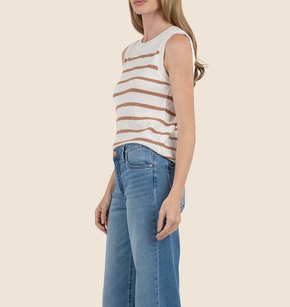 KUT Contessa Top Ivory & Tan Stripe