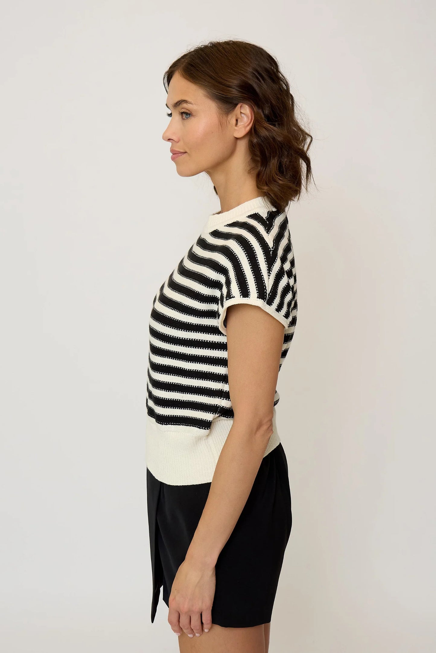 Central Park West Olive Striped Stitch Dolman Sweater