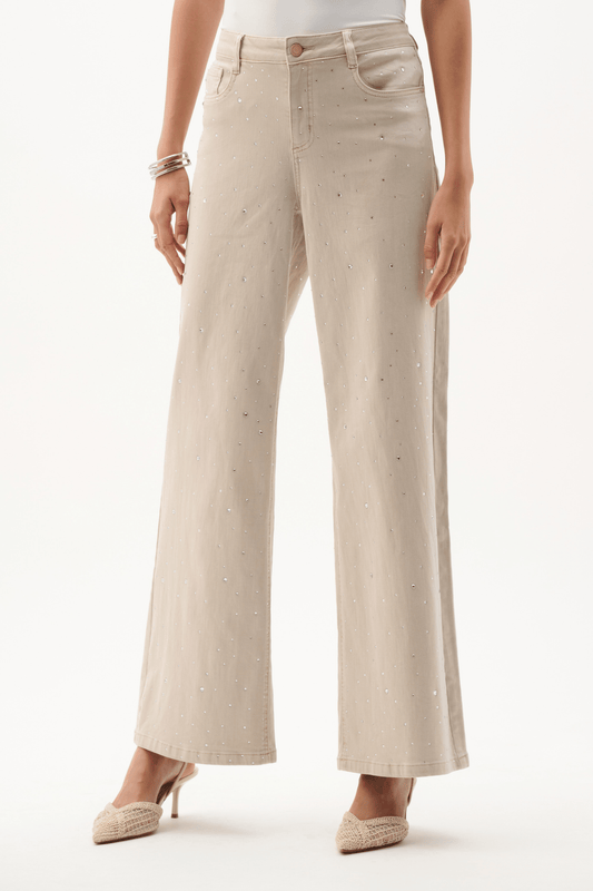 Joseph Ribkoff Featherweave Denim Wide Leg Jeans w/Rhinestones 262940