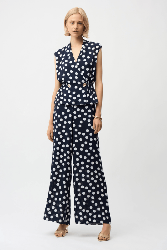 Joseph Ribkoff Georgette Dot Print Wide Leg Pants 261305