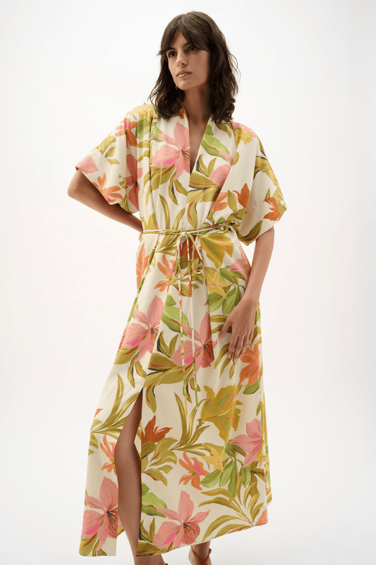 Joseph Ribkoff Recycled Woven Tropical Print Fit and Flare Dress 262177