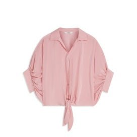 Summum Glossy Blouse with Bow in Rose Quartz