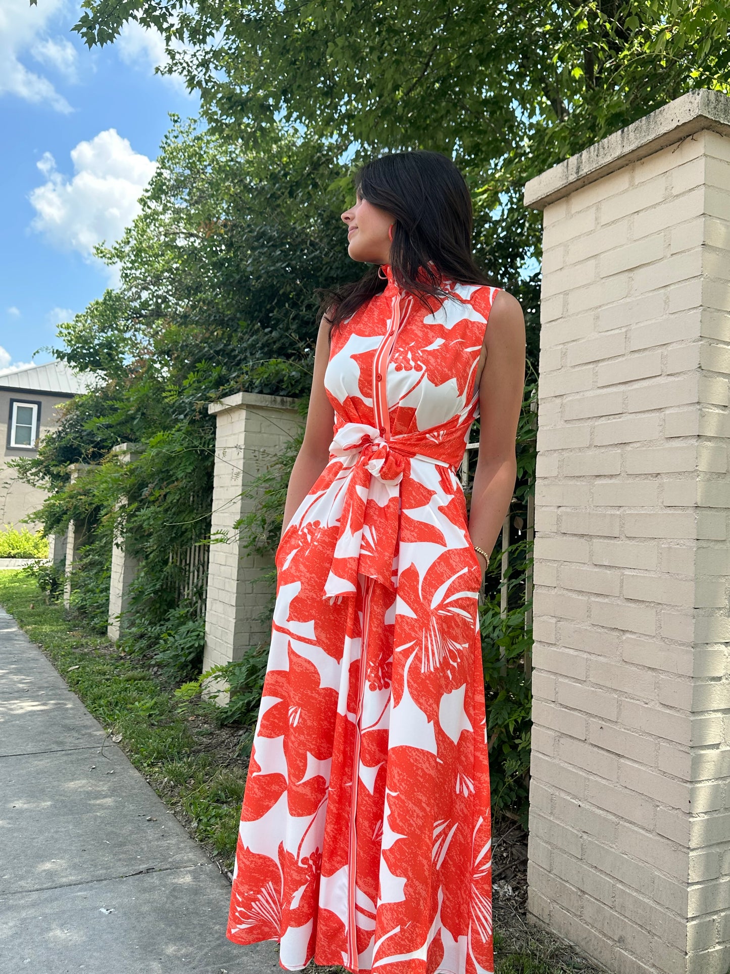 Jade Orange Blooms Wrap Dress