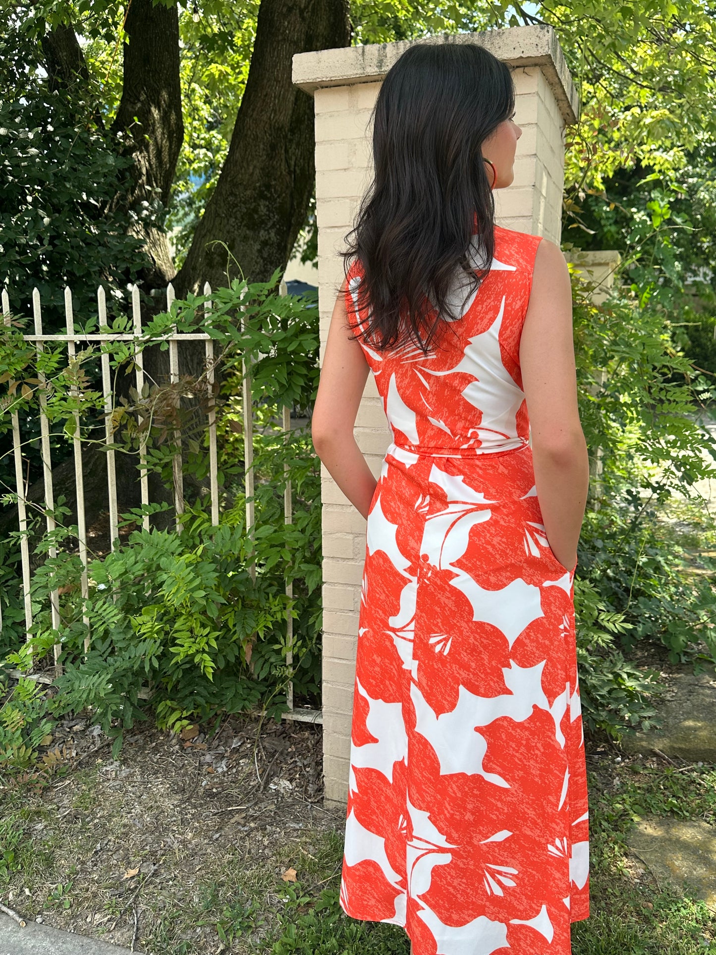 Jade Orange Blooms Wrap Dress