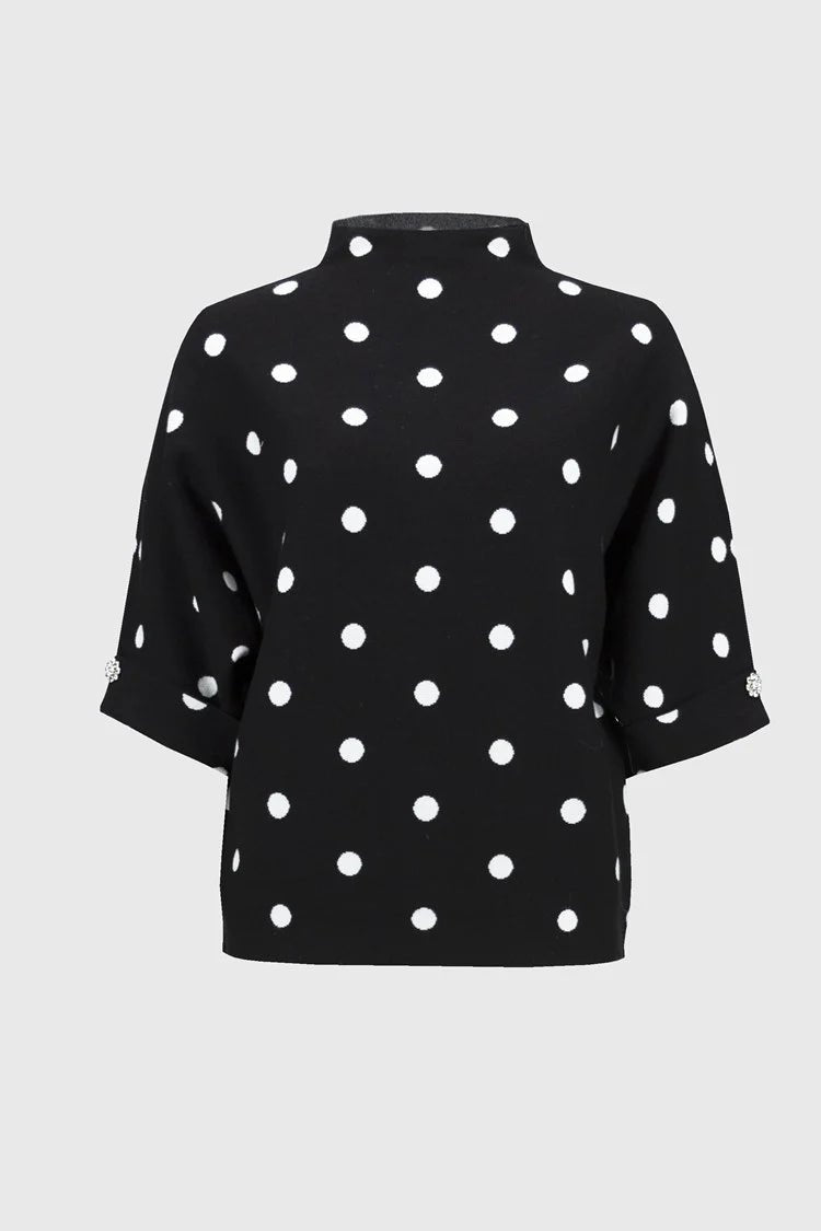 Joseph Ribkoff Jacquard Sweater Dot Print Top 244936