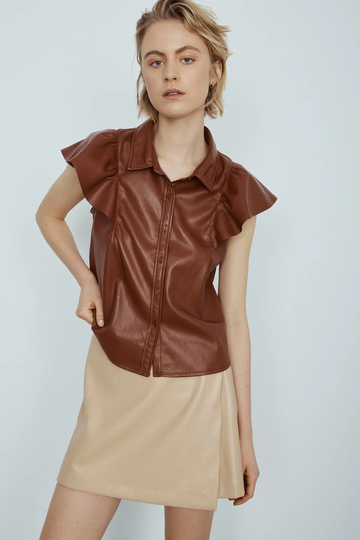 Melissa Nepton Nessah Faux Leather Shirt