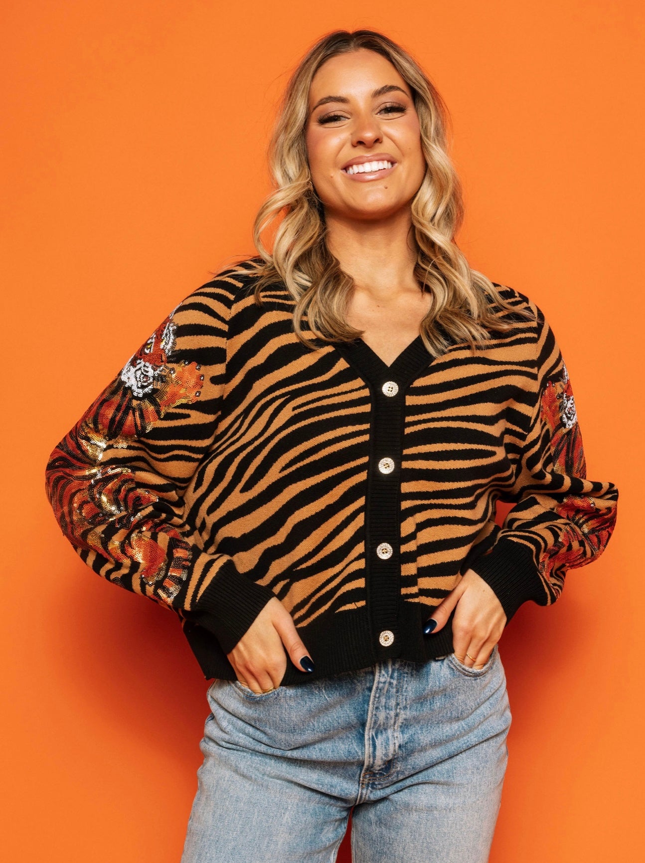 Queen of Sparkles Tiger Stripe Cardigan