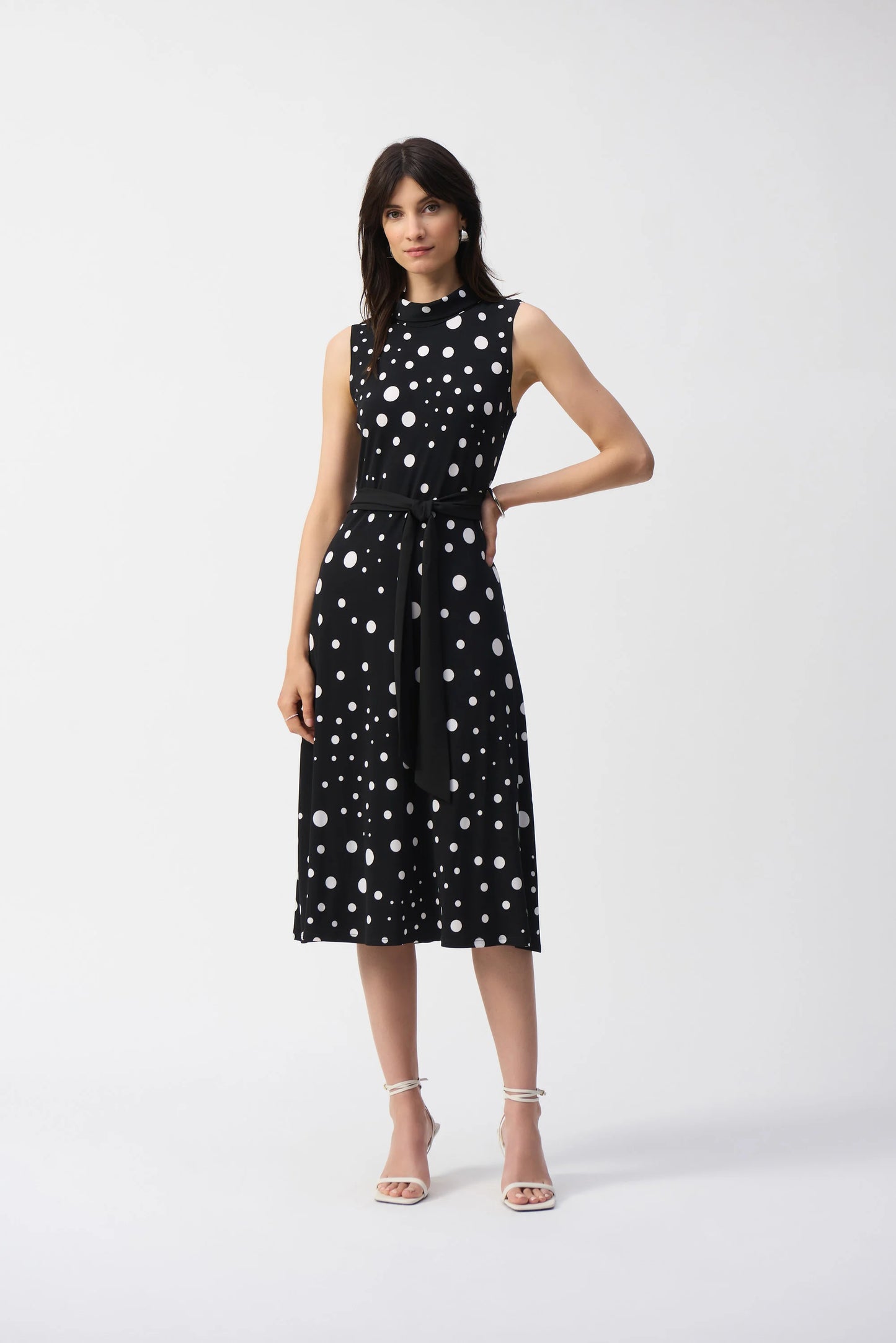 Joseph Ribkoff 251066 Black with White Polka Dots Dress