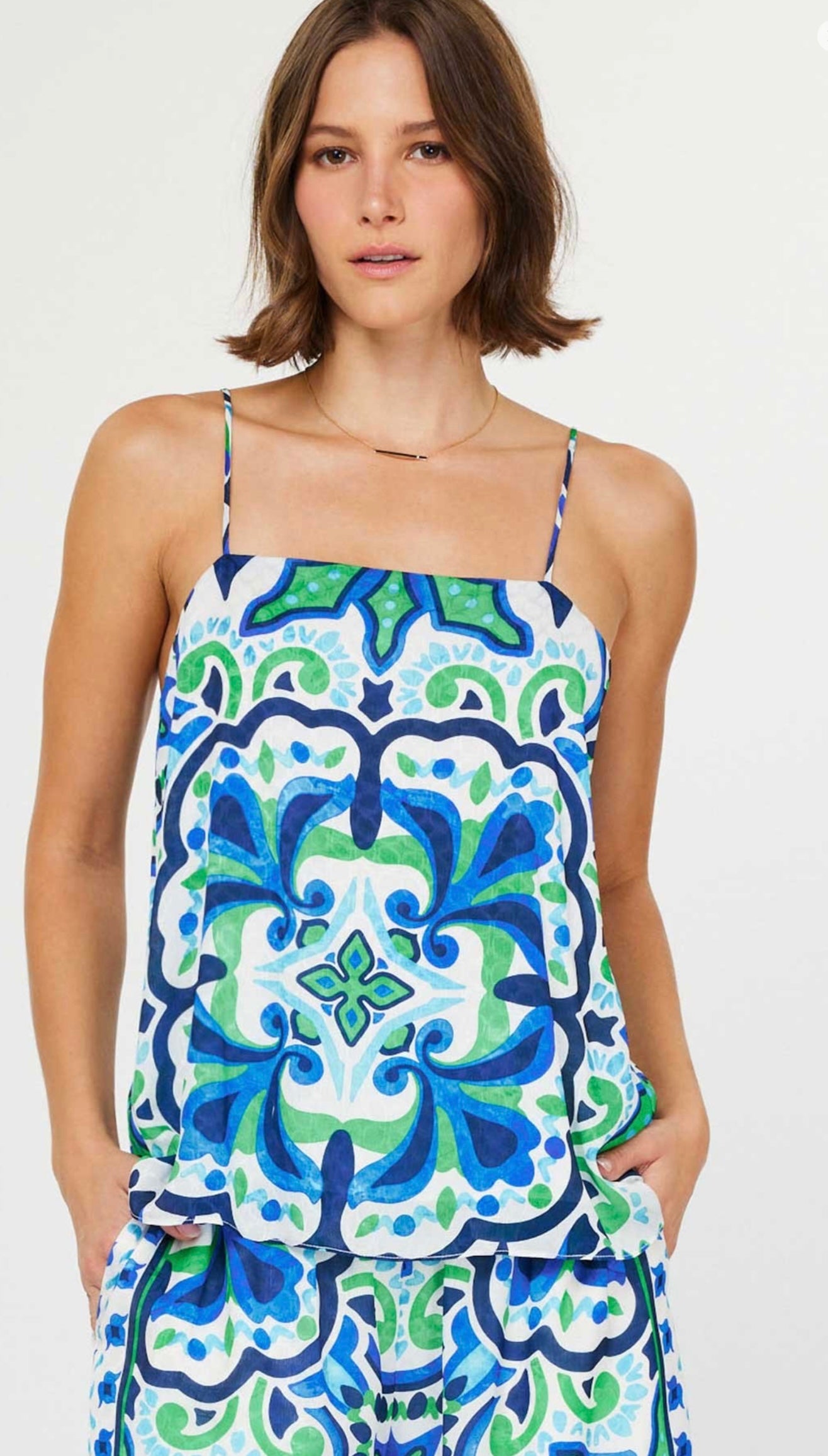 Current Air Blue Multi Print Top