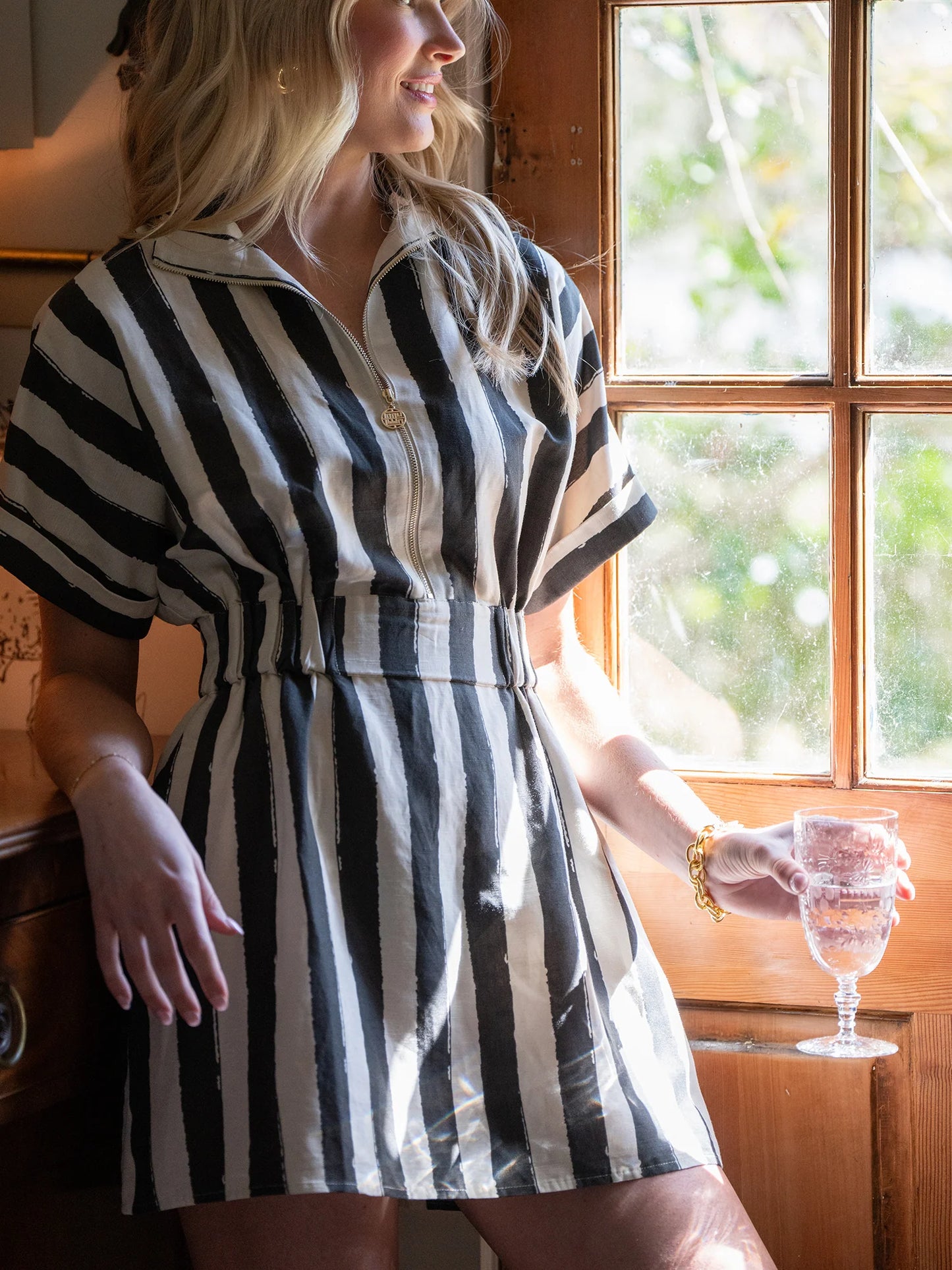 Emily McCarthy Linen Stripe Pullover Dress