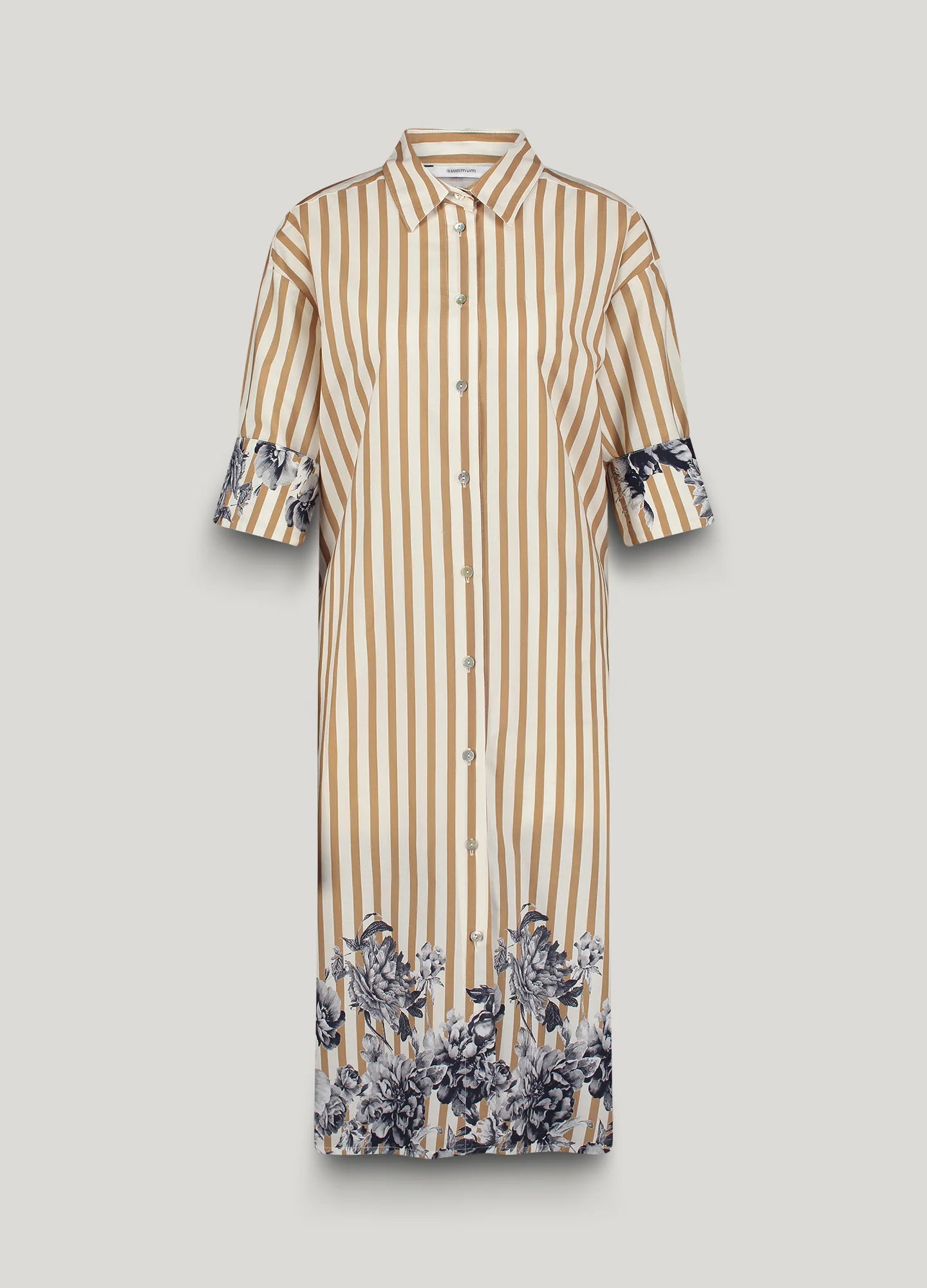 Summum Long Shirt Dress with Floral Detail
