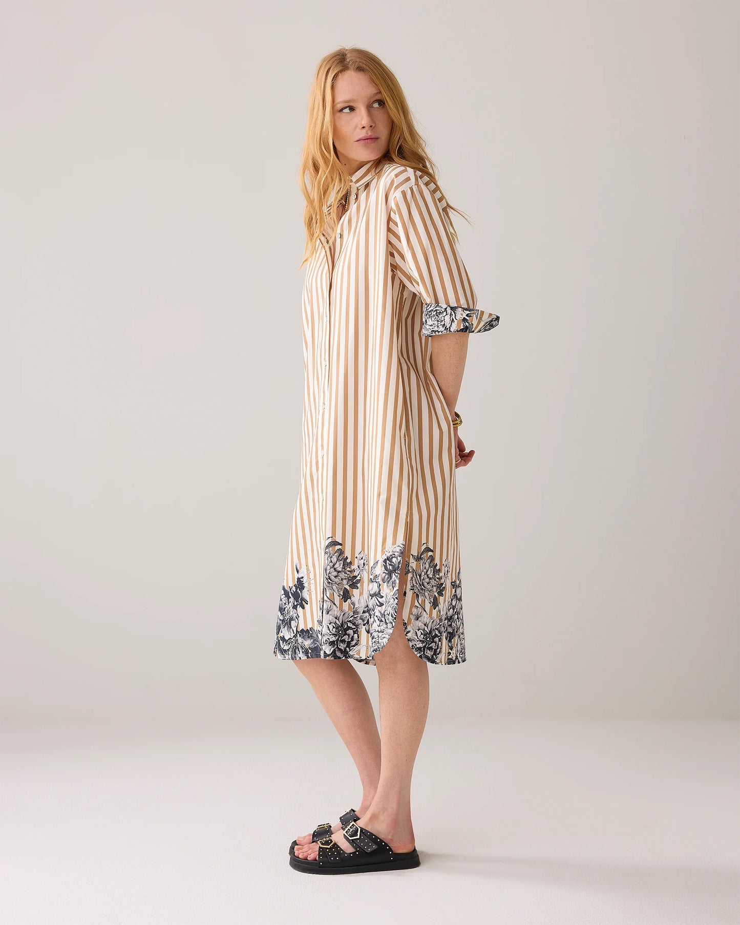 Summum Long Shirt Dress with Floral Detail