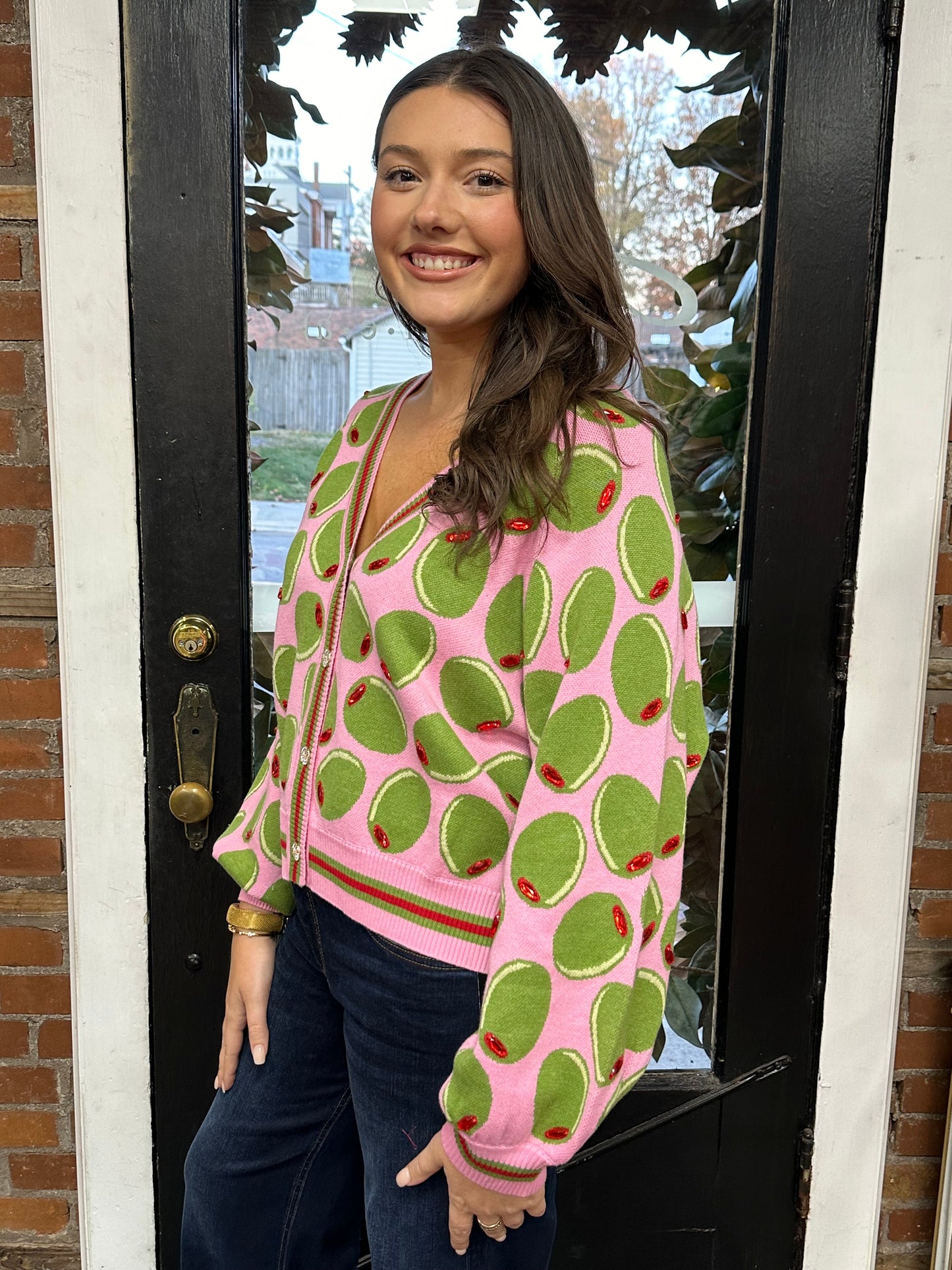 Queen of Sparkles Pink Olive Cardigan
