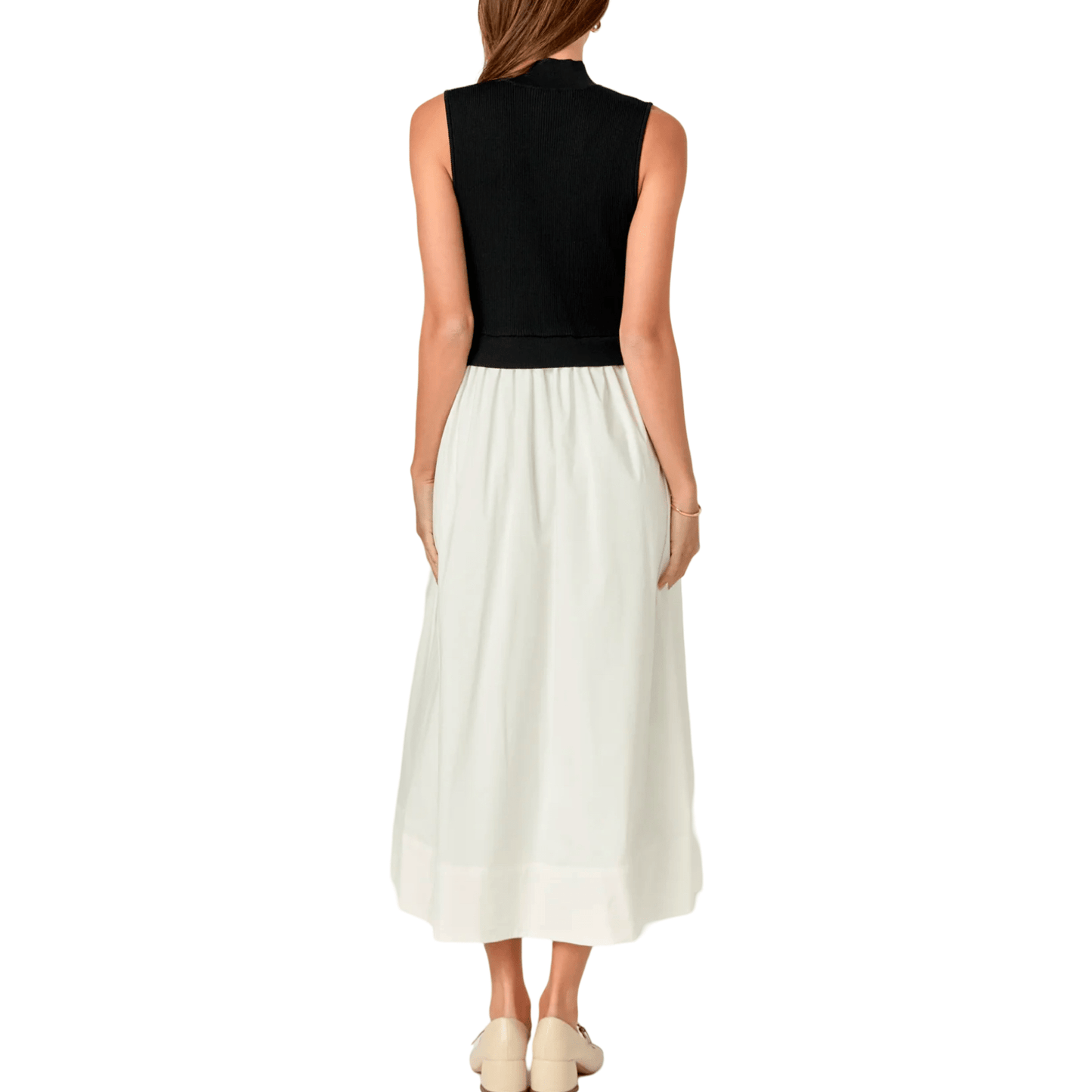 English Factory Sleeveless Mixed Media Midi Dress