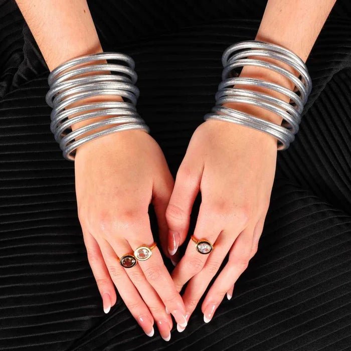 BuDhaGirl Silver Bangles Set of 9