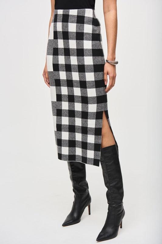 Joseph RIbkoff Plaid Jacquard Knit Skirt 243947