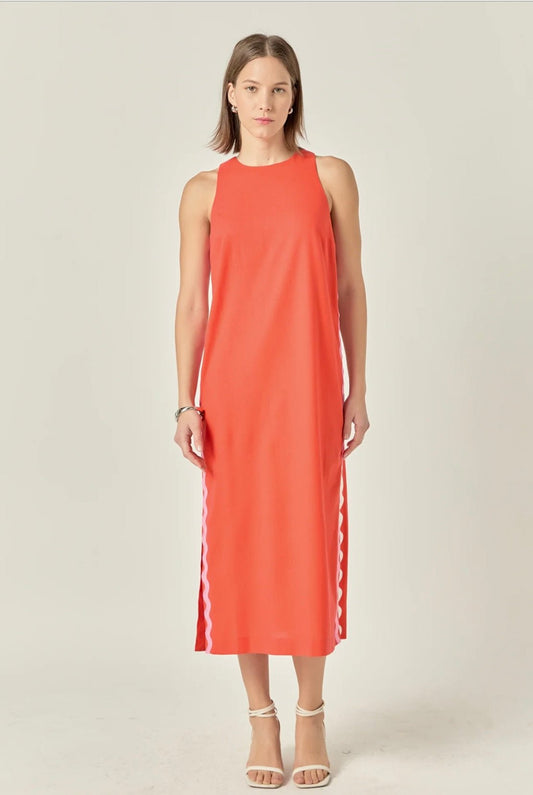 English Factory Sleeveless Ric Rac Midi Dress
