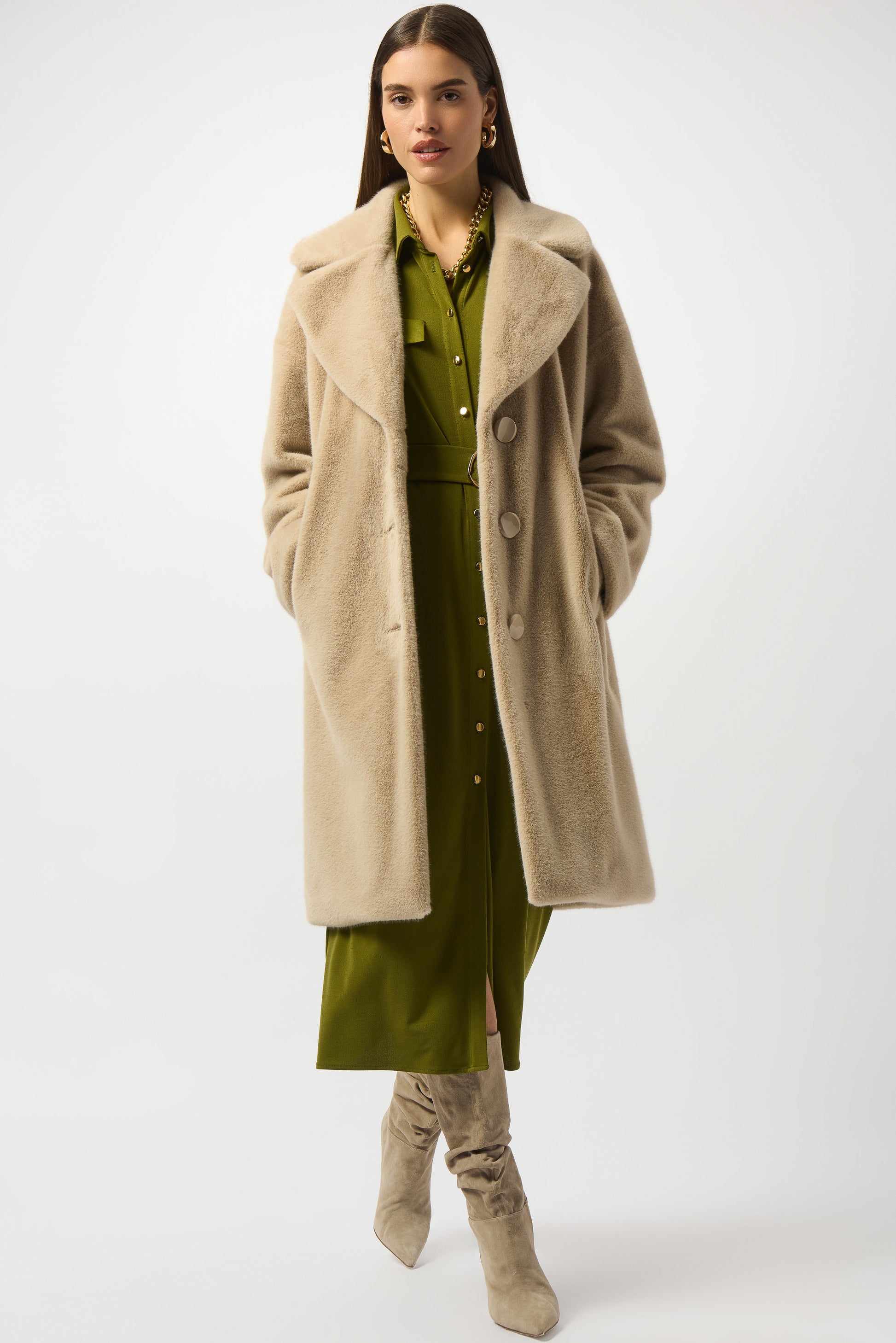 Joseph Ribkoff Faux Fur Straight Coat 243902F25