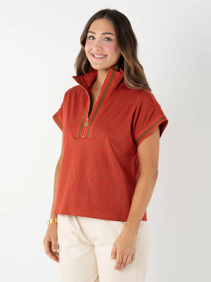 Emily McCarthy Poppy Pullover Red Tonal Monogram