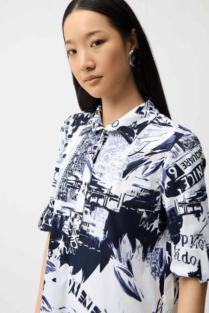 Joseph Ribkoff Stretch Poplin Conversational Print Shirt Dress 261048