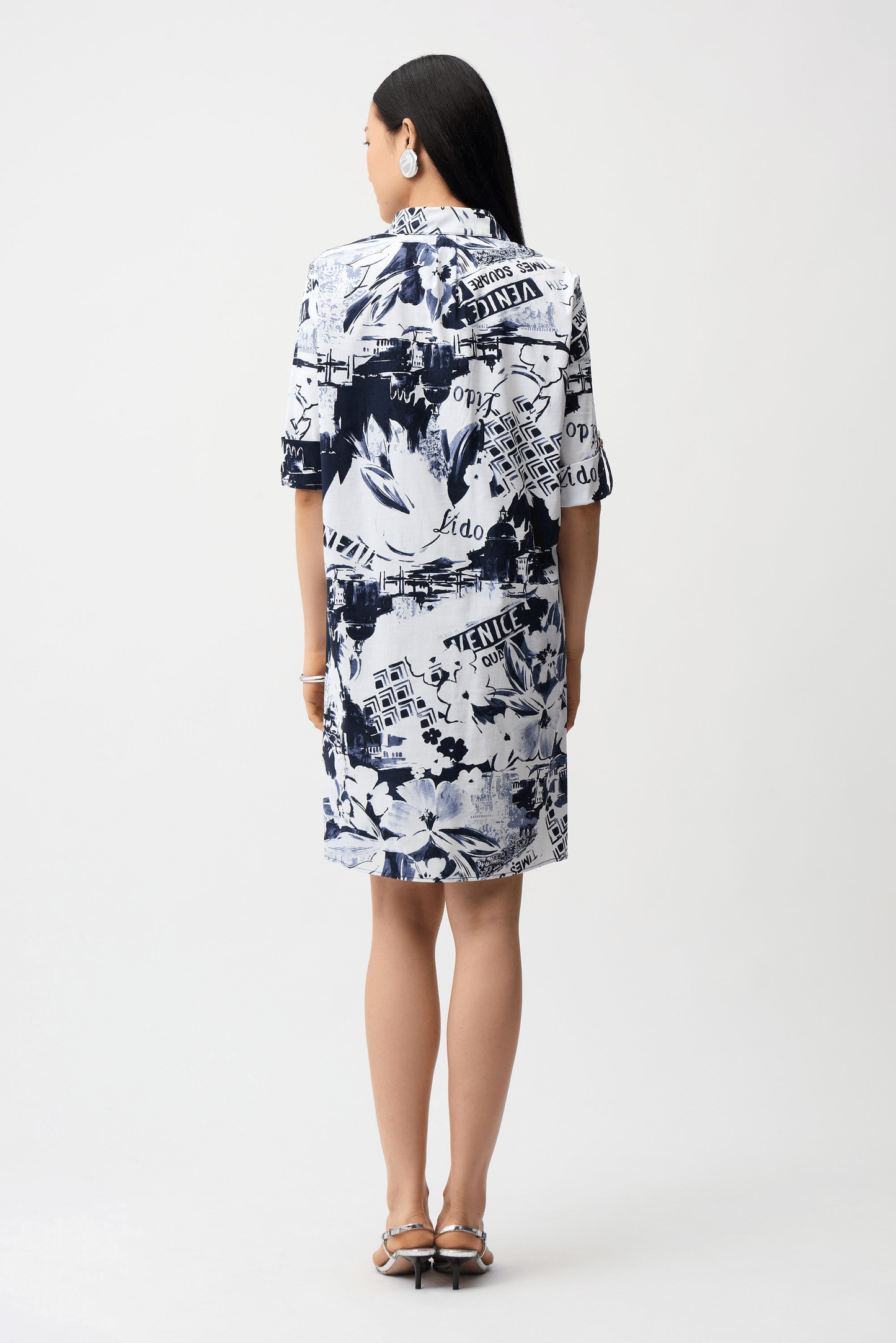 Joseph Ribkoff Stretch Poplin Conversational Print Shirt Dress 261048