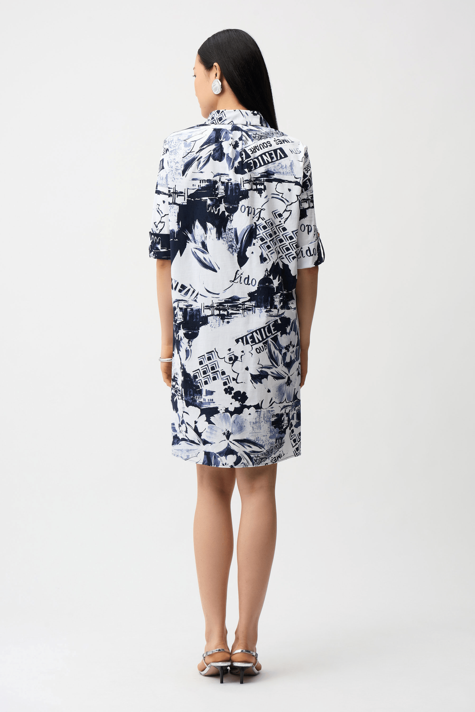 Joseph Ribkoff Stretch Poplin Conversational Print Shirt Dress 261048