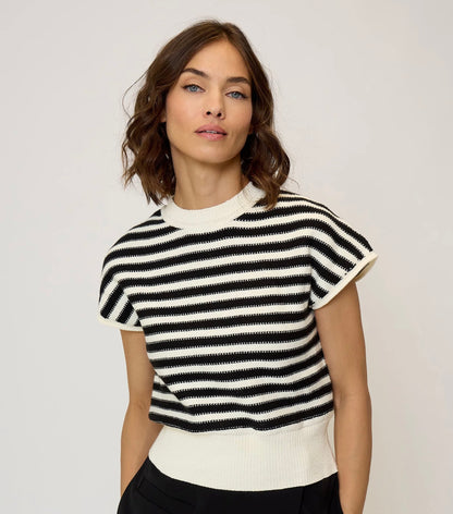 Central Park West Olive Striped Stitch Dolman Sweater