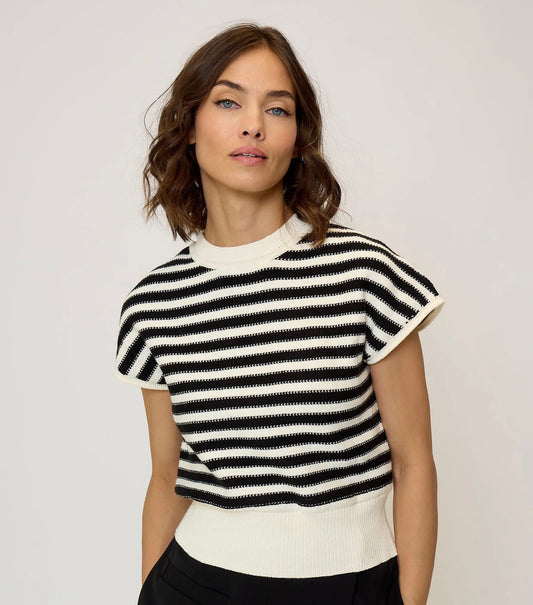 Central Park West Olive Striped Stitch Dolman Sweater