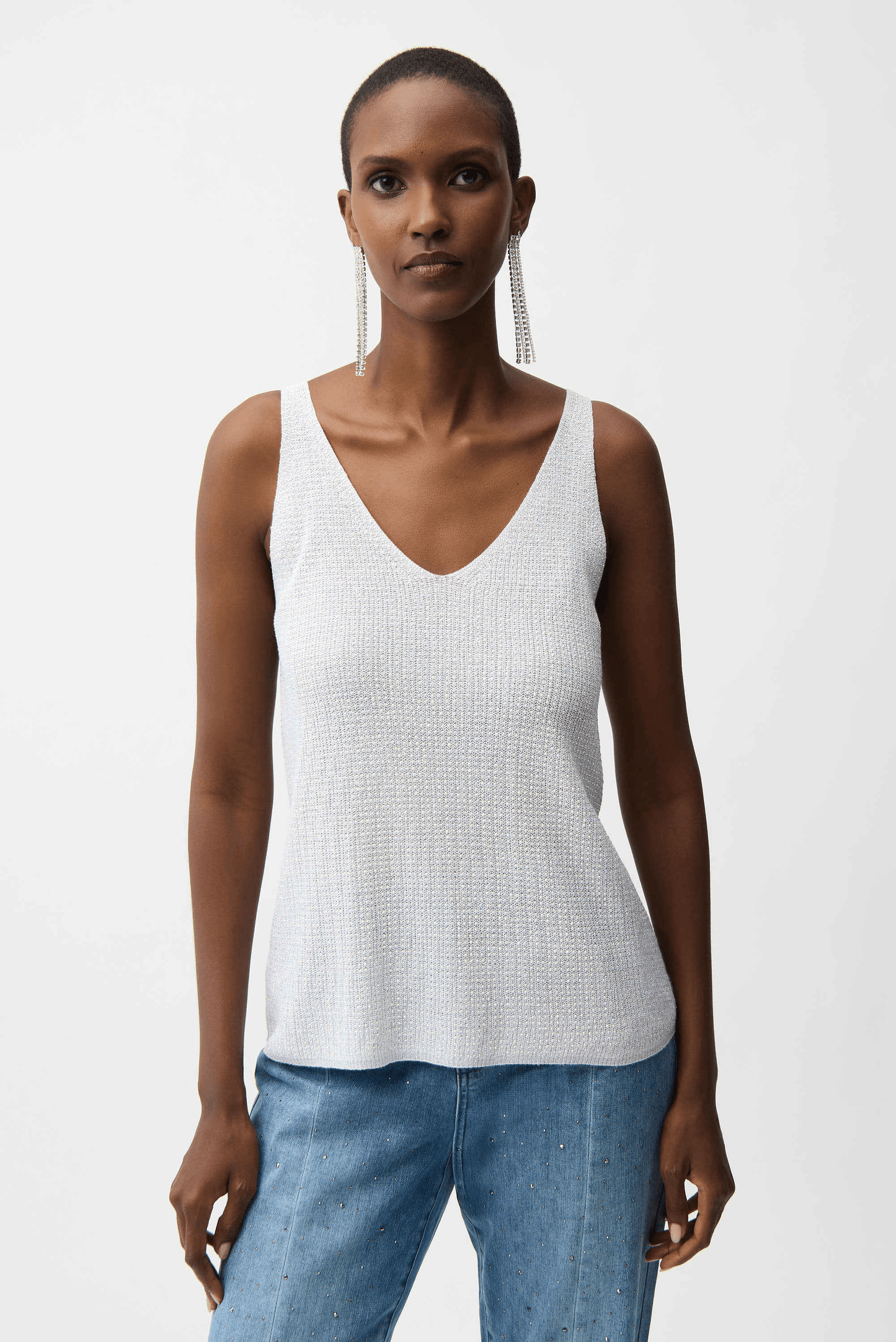 Joseph Ribkoff Metallic Knitted Camisole w/Rhinestones 252915S26
